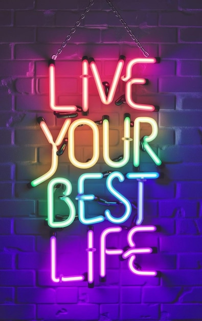 a neon sign that says live your best life on it