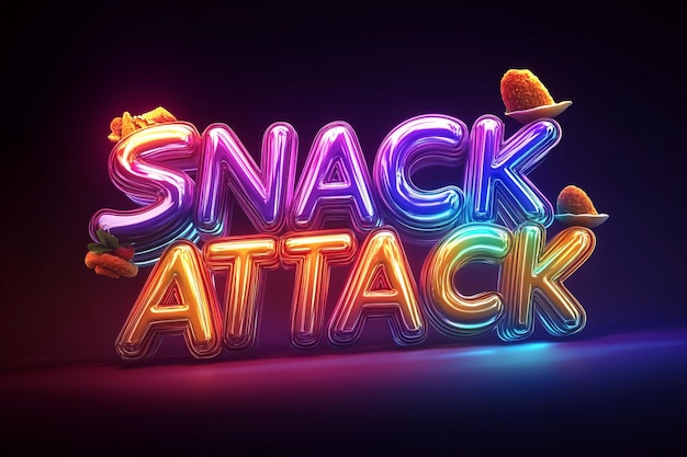 Photo a neon sign that says snack attack on it