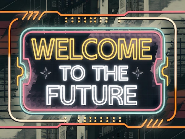 Neon Sign Welcoming to the Future