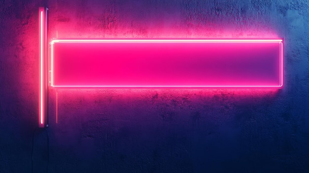 Photo neon sign with vibrant pink illumination against a textured dark wall in a modern setting