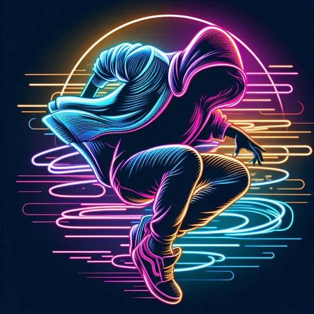 Neon Silhouettes of Rock Band Playing Electric Guitars