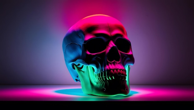 Photo neon skull a futuristic artistic display