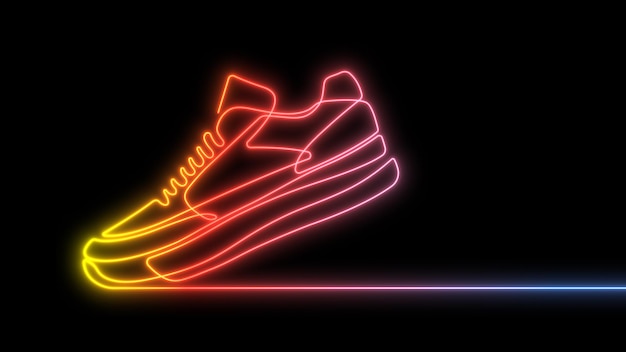 Neon sneakers Shoes for sports and fitness Shoe advertising illustration