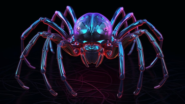 Neon spider with futuristic design