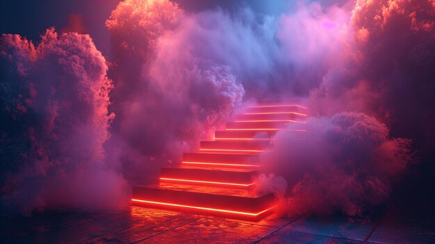 Photo neon stairs to heaven