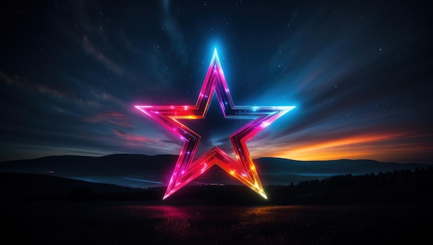 neon star with red green and blue shadows