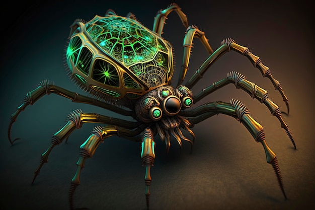 Neon, Steampunk spider, creative ai