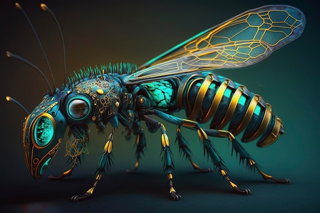 neon, steampunk wasp, creative ai