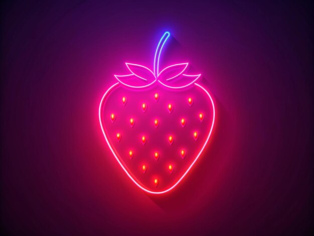 Photo a neon strawberry with a blue light on it