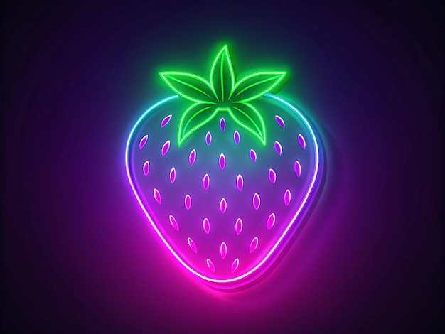 Photo a neon strawberry with green and pink neon lights