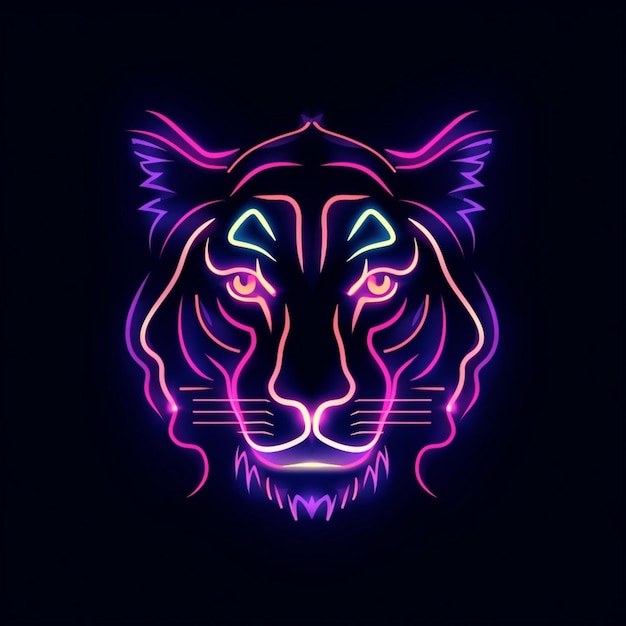 neon style tiger head logo