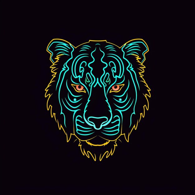 neon style tiger head logo