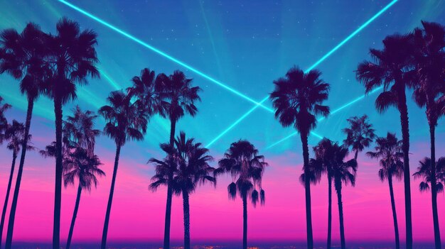 Neon Sunset Palms