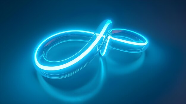 Photo neon symbol loop sign light background 3d line abstract infinite glow digital blue shape concept