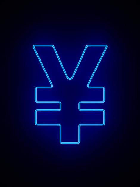 Neon symbol Yen on dark background 3d illustration