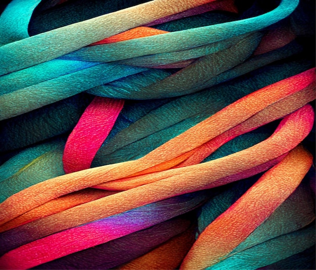 Neon threads twisting together