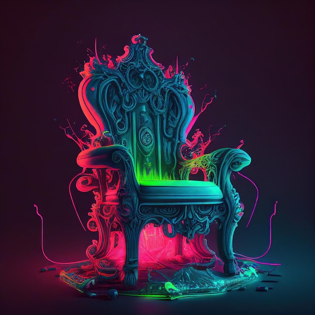 Neon throne Generative AI