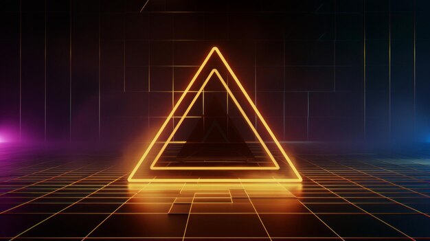 Neon Triangle in a Digital Grid