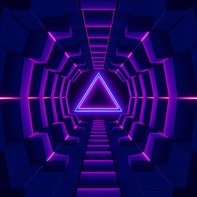 Photo neon triangle in a tunnel