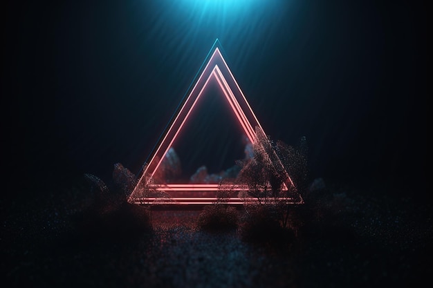 A neon triangle with the word triangle on it