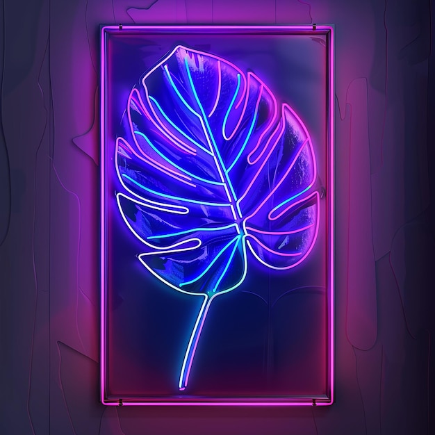 Neon Tropical Monstera Leaf Banner