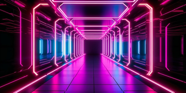 Neon tunnel background squares