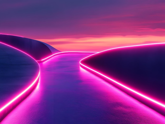 Photo the neon tunnel a technofuturistic experience digital hallway immersed in neon geometry