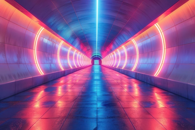 Neon Tunnel with Pink and Blue Lights