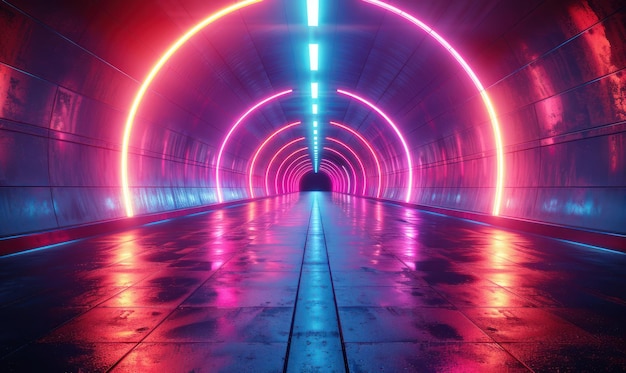 Neon Tunnel with Pink and Blue Lights