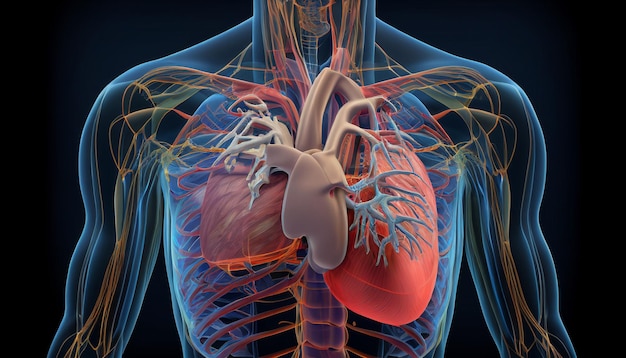 Nervous system anatomy xray illustration of heart discomfort human body anatomy AI Generative