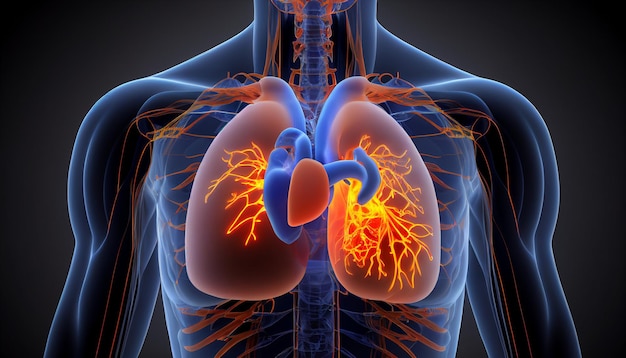 Nervous system anatomy xray illustration of heart discomfort human body anatomy AI Generative