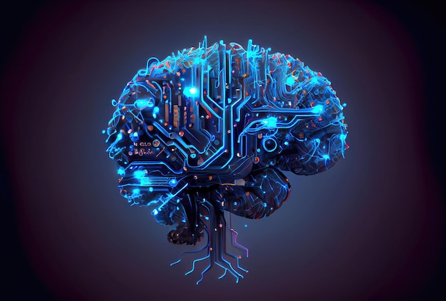 Nervous system in the human brain is powered by artificial intelligence Business and medical health concept Generative AI