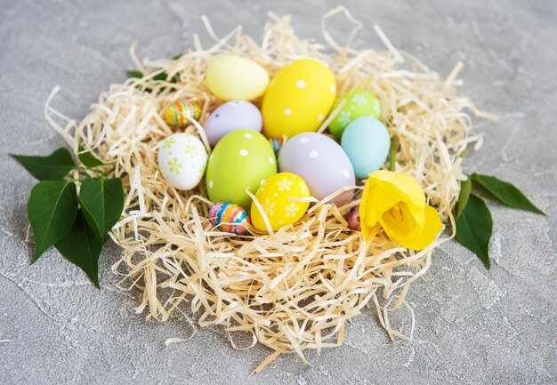 Nest with easter eggs