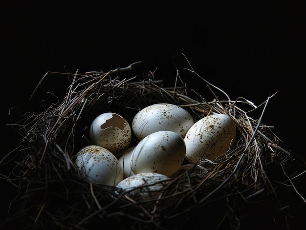 A nest with eggs in it