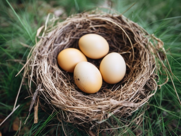 A nest with eggs in it