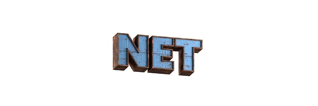 net 3d rendered rusted metal textured word