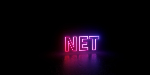 net word text 3d rendered outline neon style illustration isolated 3D Illustration