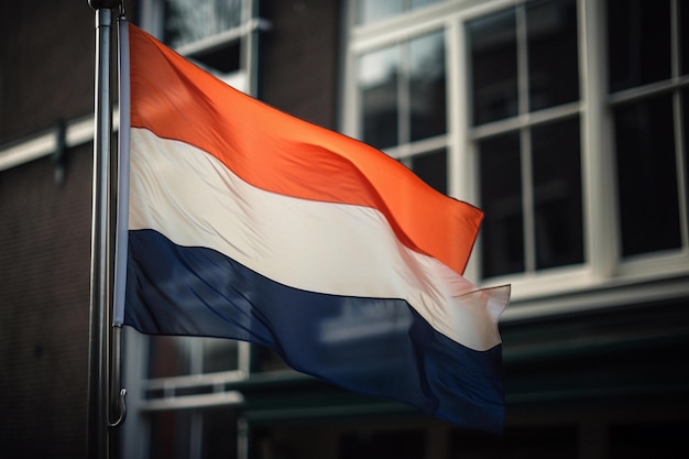 Netherlands flag on building AI Generated