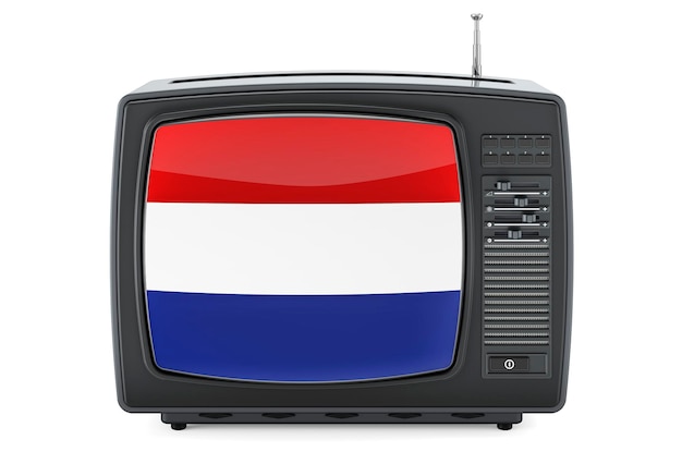 The Netherlands Television concept TV set with flag of the Netherlands 3D rendering