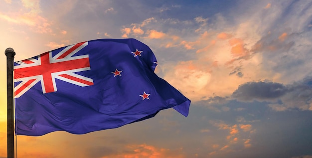 The netherlands waving flag and sky background.