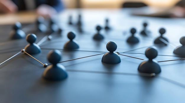 Network Connections with Figures Highlighting Collaboration and Teamwork in Business