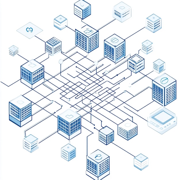 Photo a network diagram showing how domain names are mapped to web hosting services