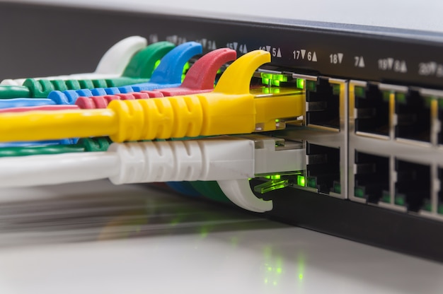 Network panel, switch and cable in data canter