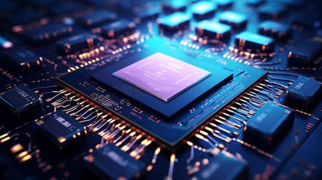 Neural chip interconnected showcasing machine learning