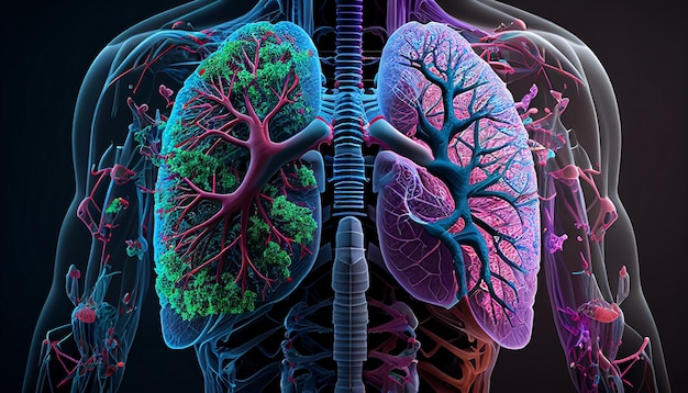 A neurologist is a specialist in the lungs covid highlighted human body illustration Generative AI