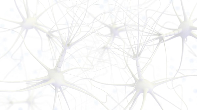 Photo neuron cell network 3d rendered image on white background