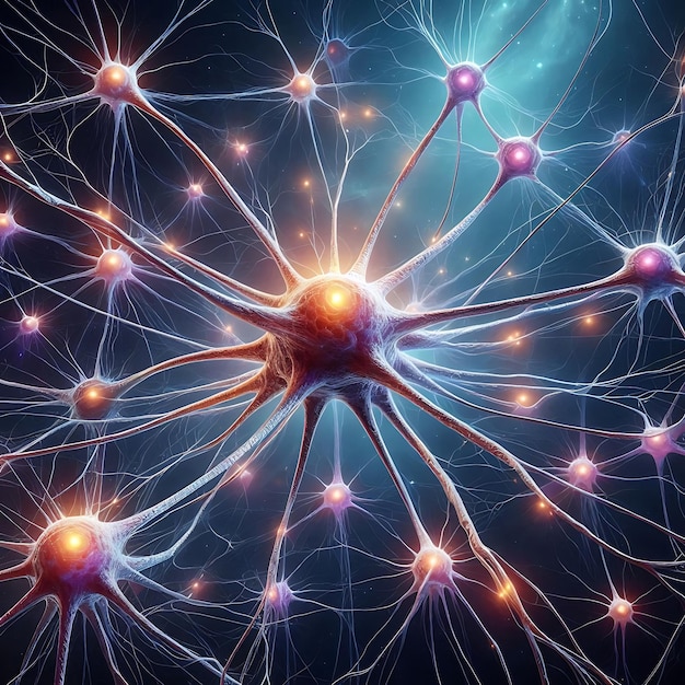 Photo neuron cells building a neural network