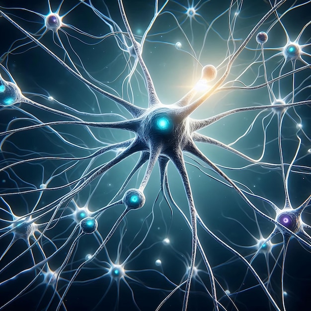 Photo neuron cells building a neural network