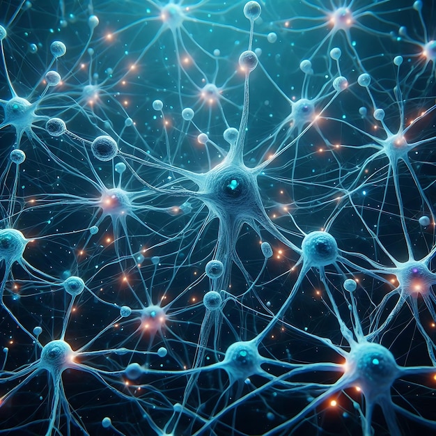 Photo neuron cells building a neural network