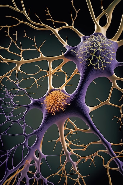 Neuron network brain cells Human nervous system and brain activity concept Generative AI